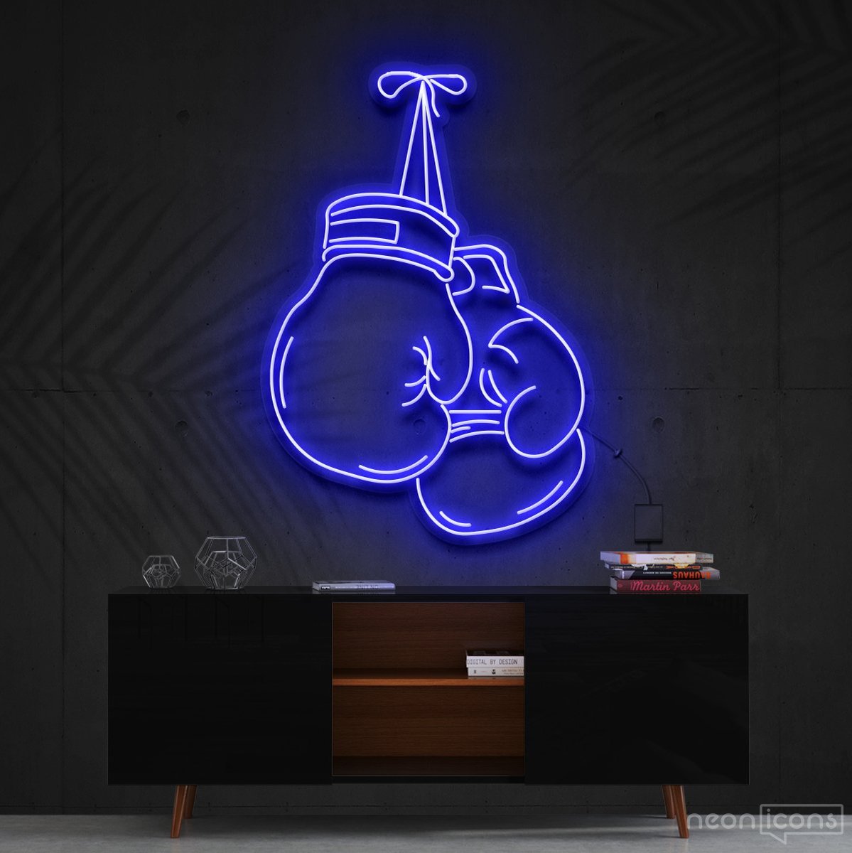 "Boxing Gloves" Neon Sign 60cm (2ft) / Blue / Cut to Shape by Neon Icons