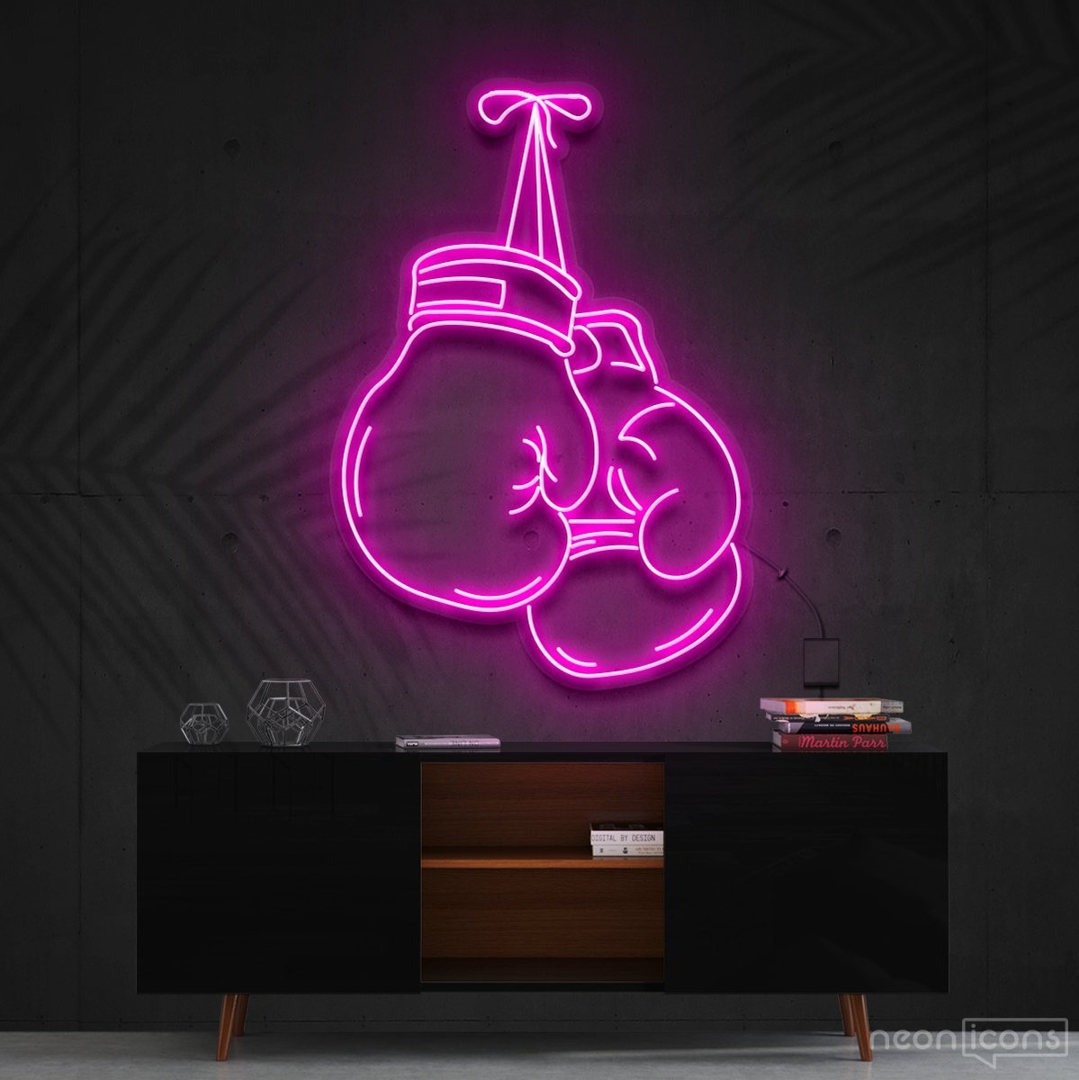 "Boxing Gloves" Neon Sign 60cm (2ft) / Pink / Cut to Shape by Neon Icons
