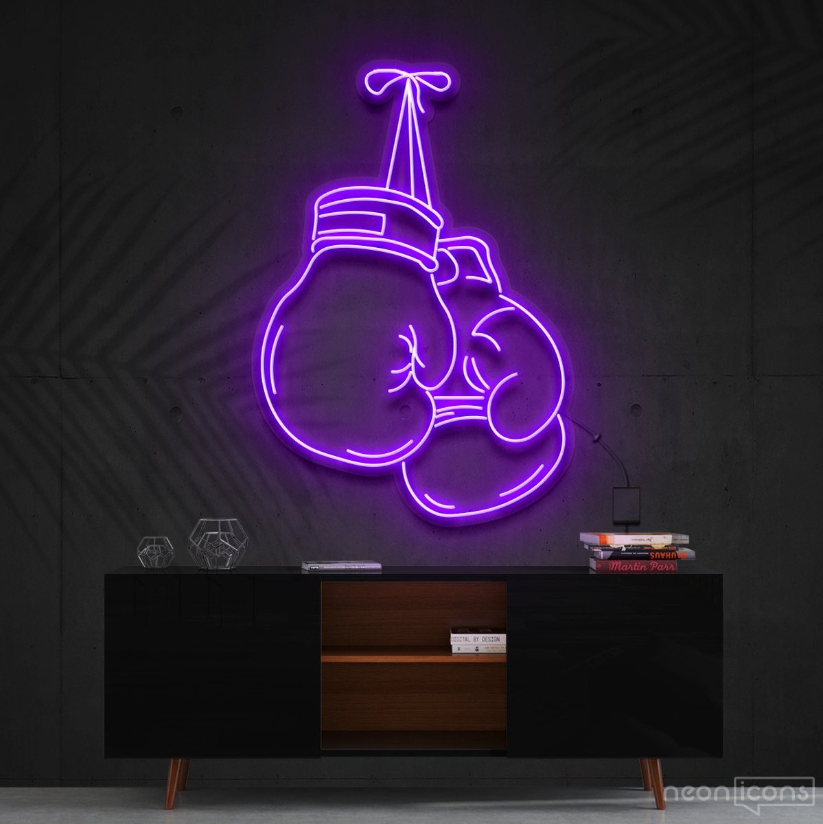 "Boxing Gloves" Neon Sign 60cm (2ft) / Purple / Cut to Shape by Neon Icons