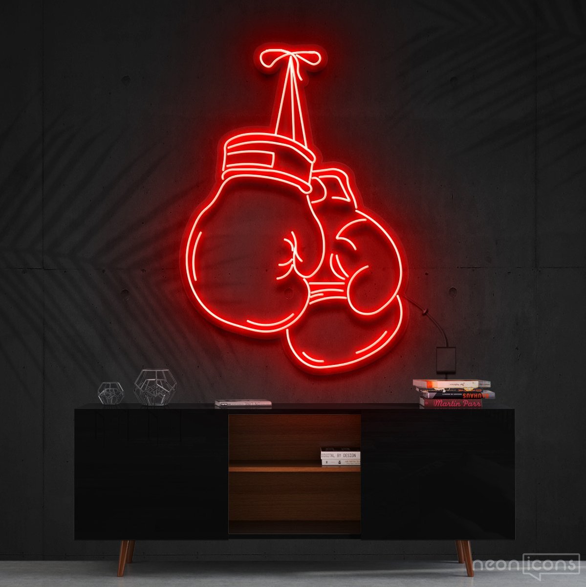 "Boxing Gloves" Neon Sign 60cm (2ft) / Red / Cut to Shape by Neon Icons