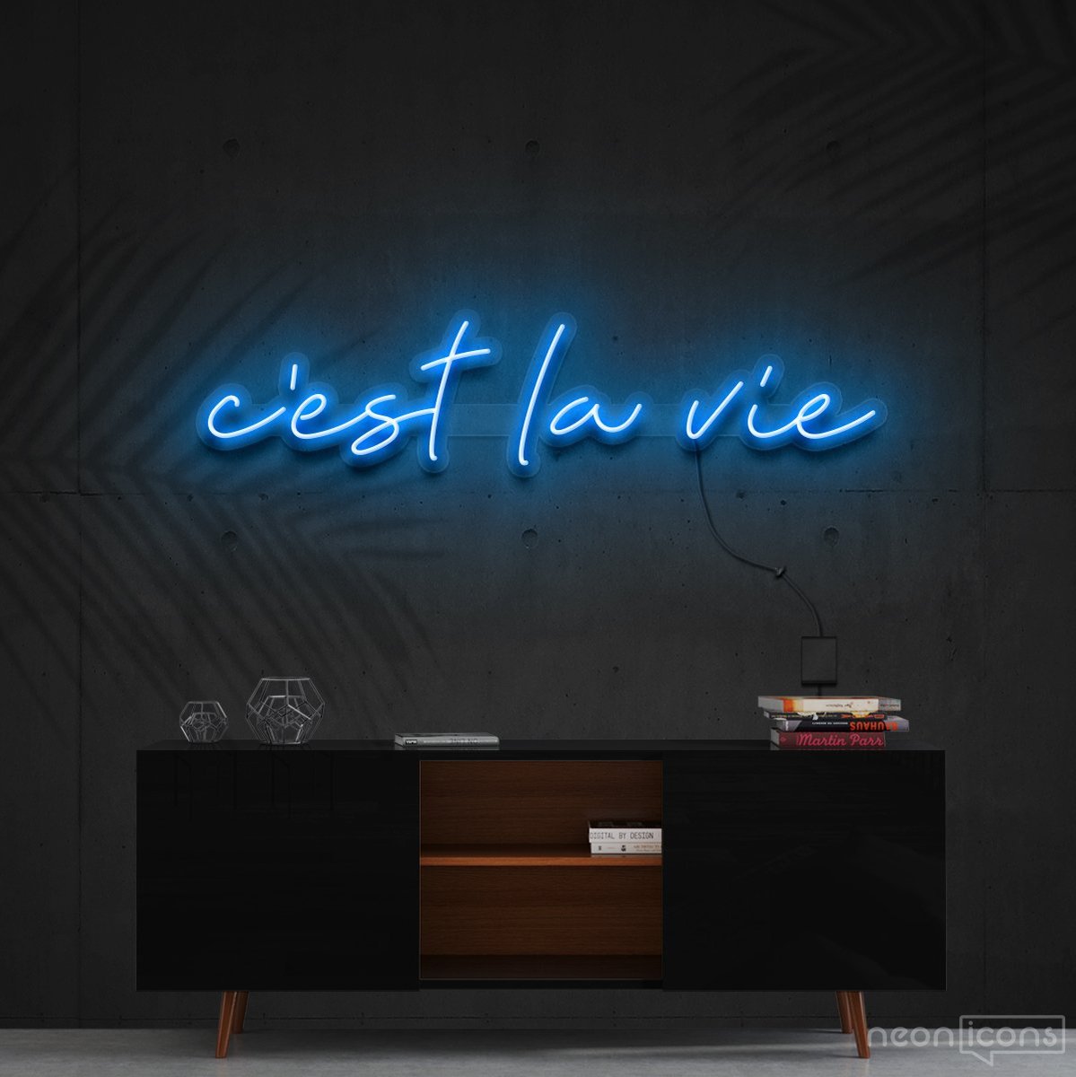 "C'est La Vie" Neon Sign 60cm (2ft) / Ice Blue / Cut to Shape by Neon Icons