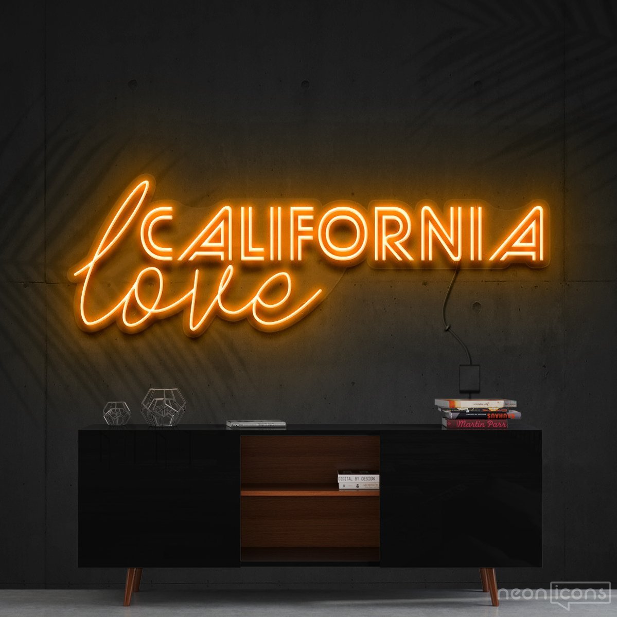 "California Love" Neon Sign 60cm (2ft) / Orange / Cut to Shape by Neon Icons
