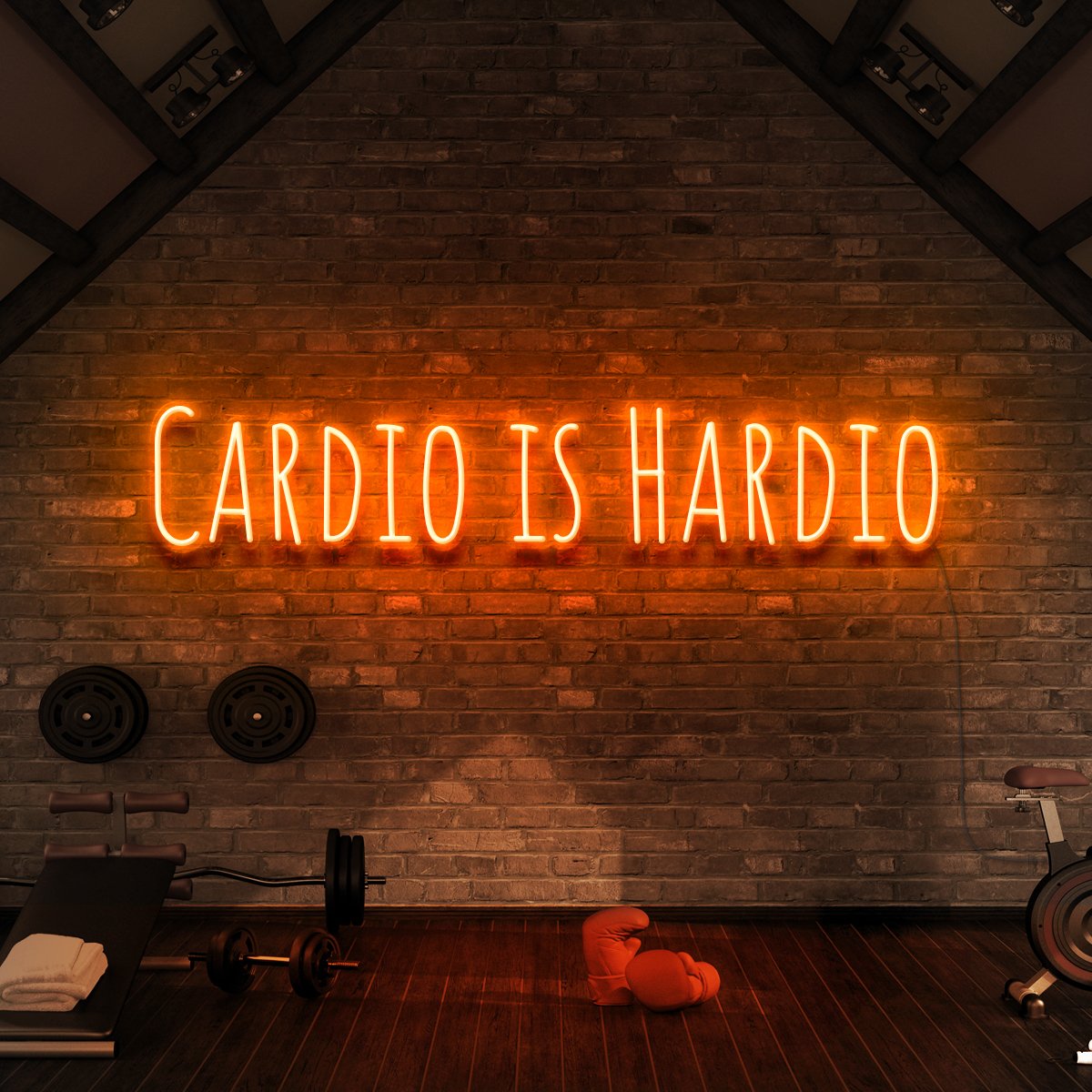 "Cardio is Hardio" Neon Sign for Gyms & Fitness Studios 90cm (3ft) / Orange / LED Neon by Neon Icons