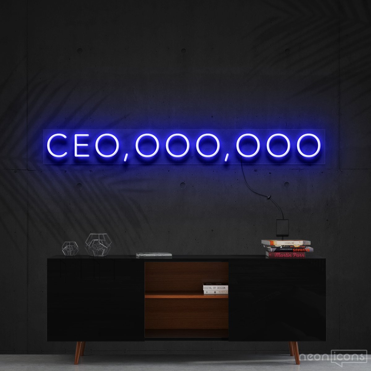 "CEO, OOO, OOO" Neon Sign 60cm (2ft) / Blue / Cut to Shape by Neon Icons