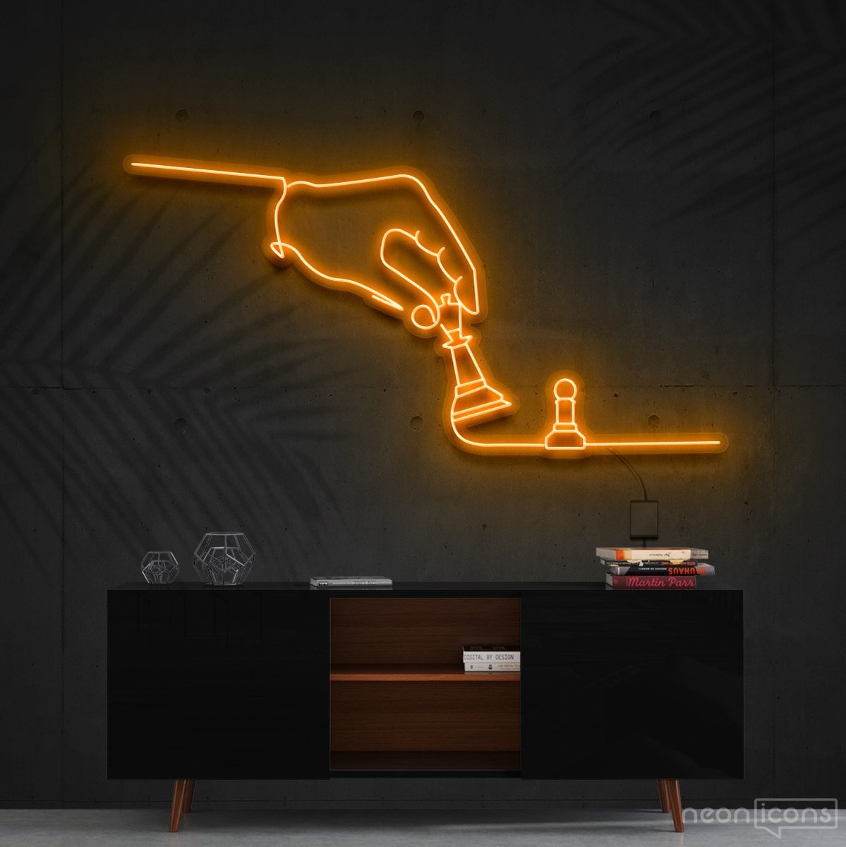 "Checkmate" Neon Sign 60cm (2ft) / Orange / Cut to Shape by Neon Icons