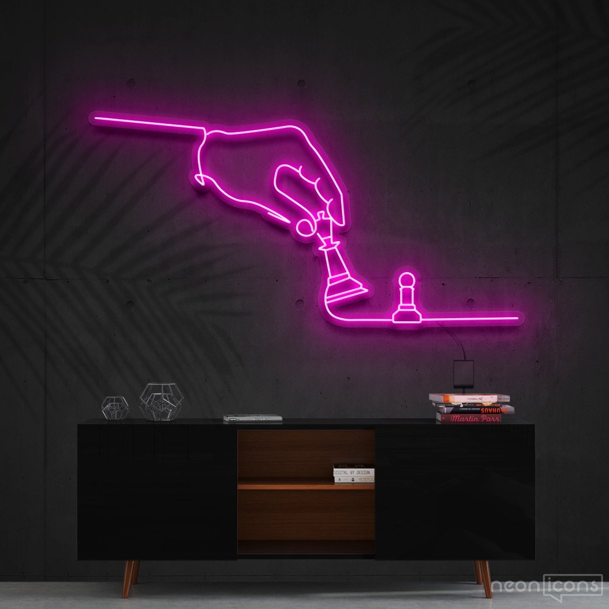 "Checkmate" Neon Sign 60cm (2ft) / Pink / Cut to Shape by Neon Icons
