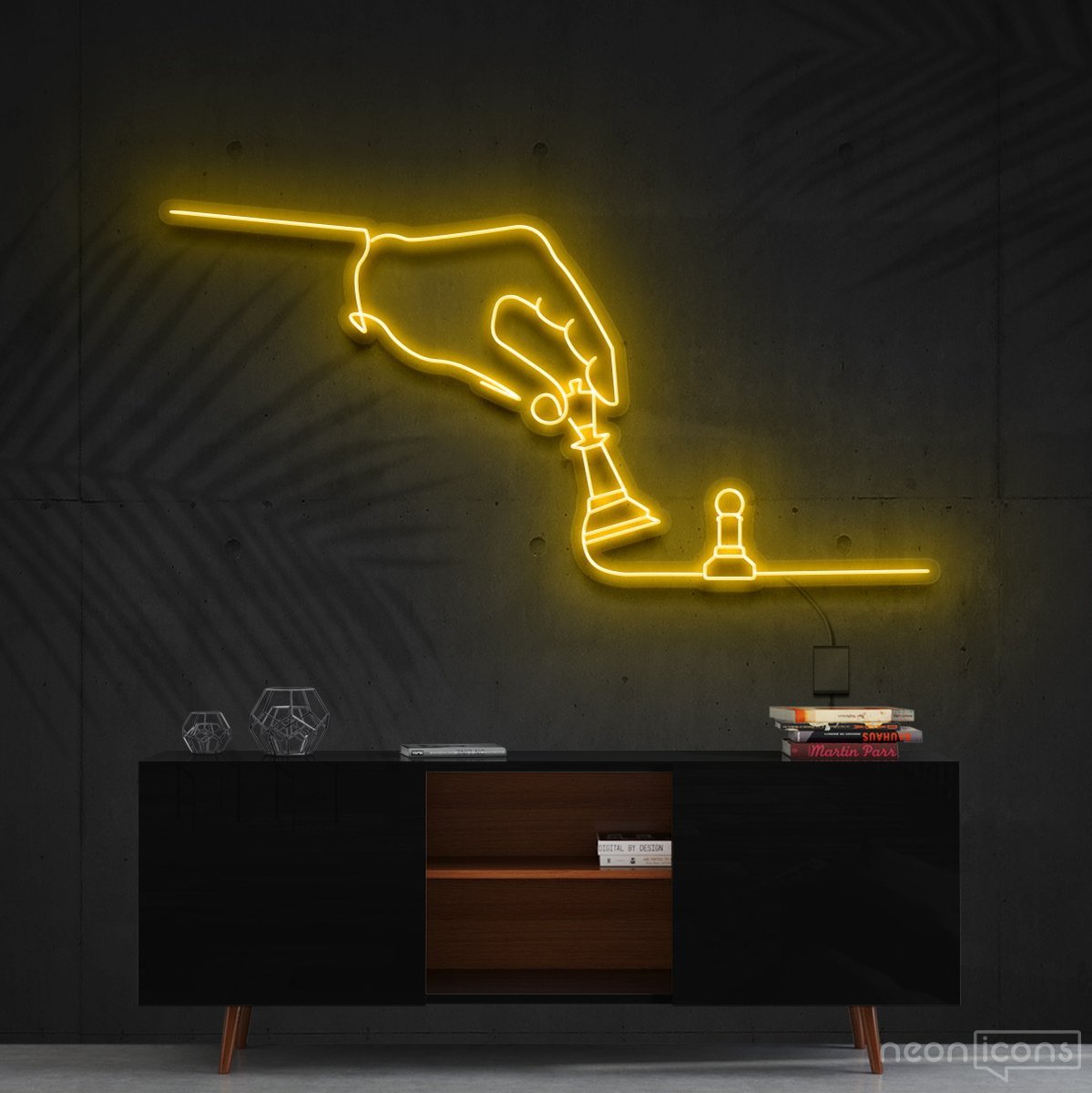 "Checkmate" Neon Sign 60cm (2ft) / Yellow / Cut to Shape by Neon Icons