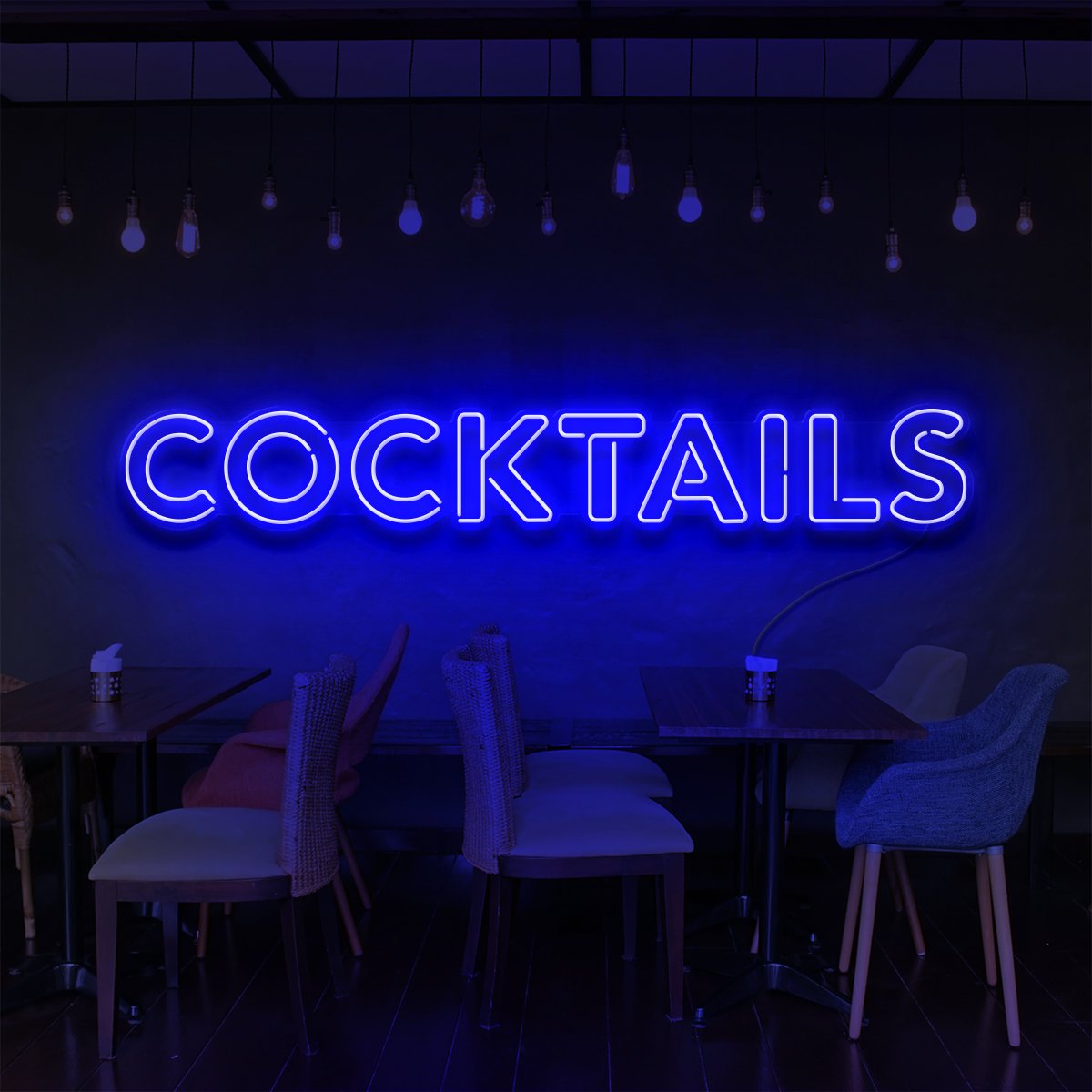"Cocktails" Neon Sign for Bars & Restaurants 90cm (3ft) / Blue / LED Neon by Neon Icons