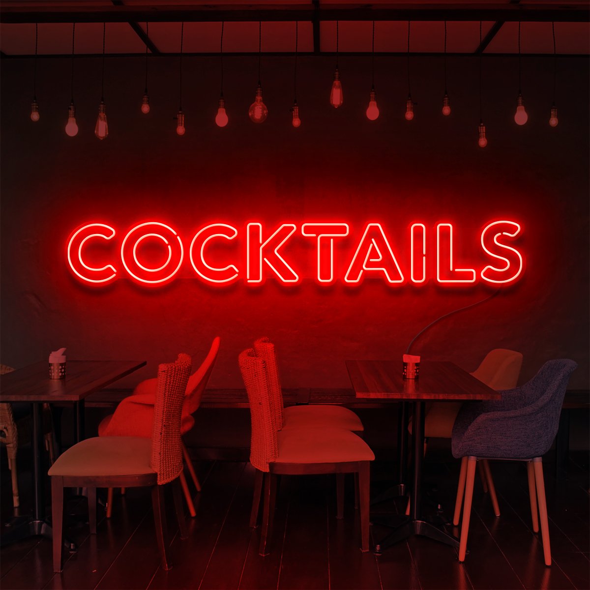 "Cocktails" Neon Sign for Bars & Restaurants 90cm (3ft) / Red / LED Neon by Neon Icons