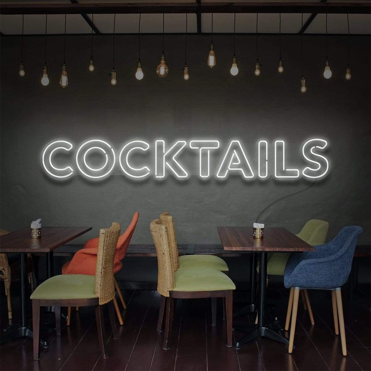 "Cocktails" Neon Sign for Bars & Restaurants 90cm (3ft) / White / LED Neon by Neon Icons