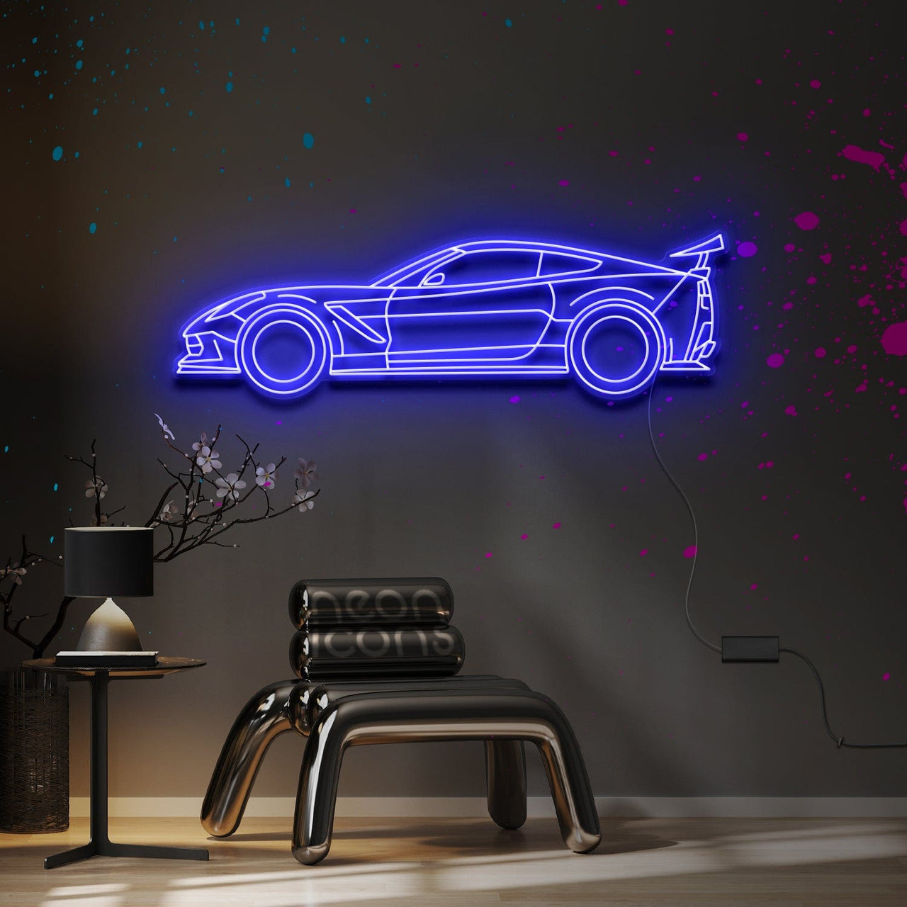 "Corvette C7 ZR1" Neon Sign 4ft x 1.3ft / Blue / LED Neon by Neon Icons