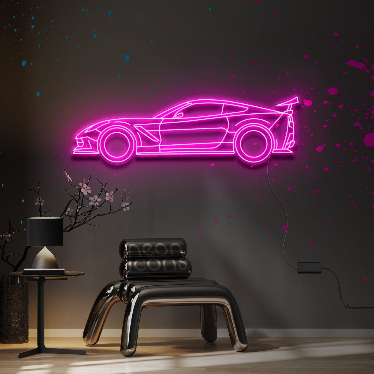 "Corvette C7 ZR1" Neon Sign 4ft x 1.3ft / Pink / LED Neon by Neon Icons