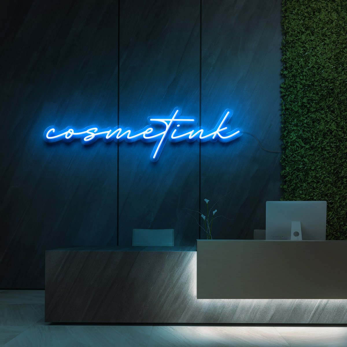 "Cosmetink" Neon Sign for Beauty Salons & Cosmetic Studios 90cm (3ft) / Ice Blue / LED Neon by Neon Icons