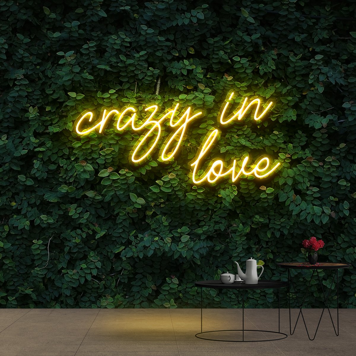 "Crazy In Love" Neon Sign 60cm (2ft) / Yellow / Cut to Shape by Neon Icons