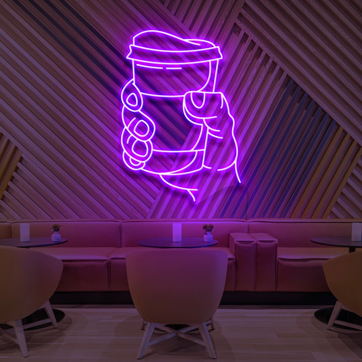 "Cup O' Joe" Neon Sign for Cafés 60cm (2ft) / Purple / LED Neon by Neon Icons