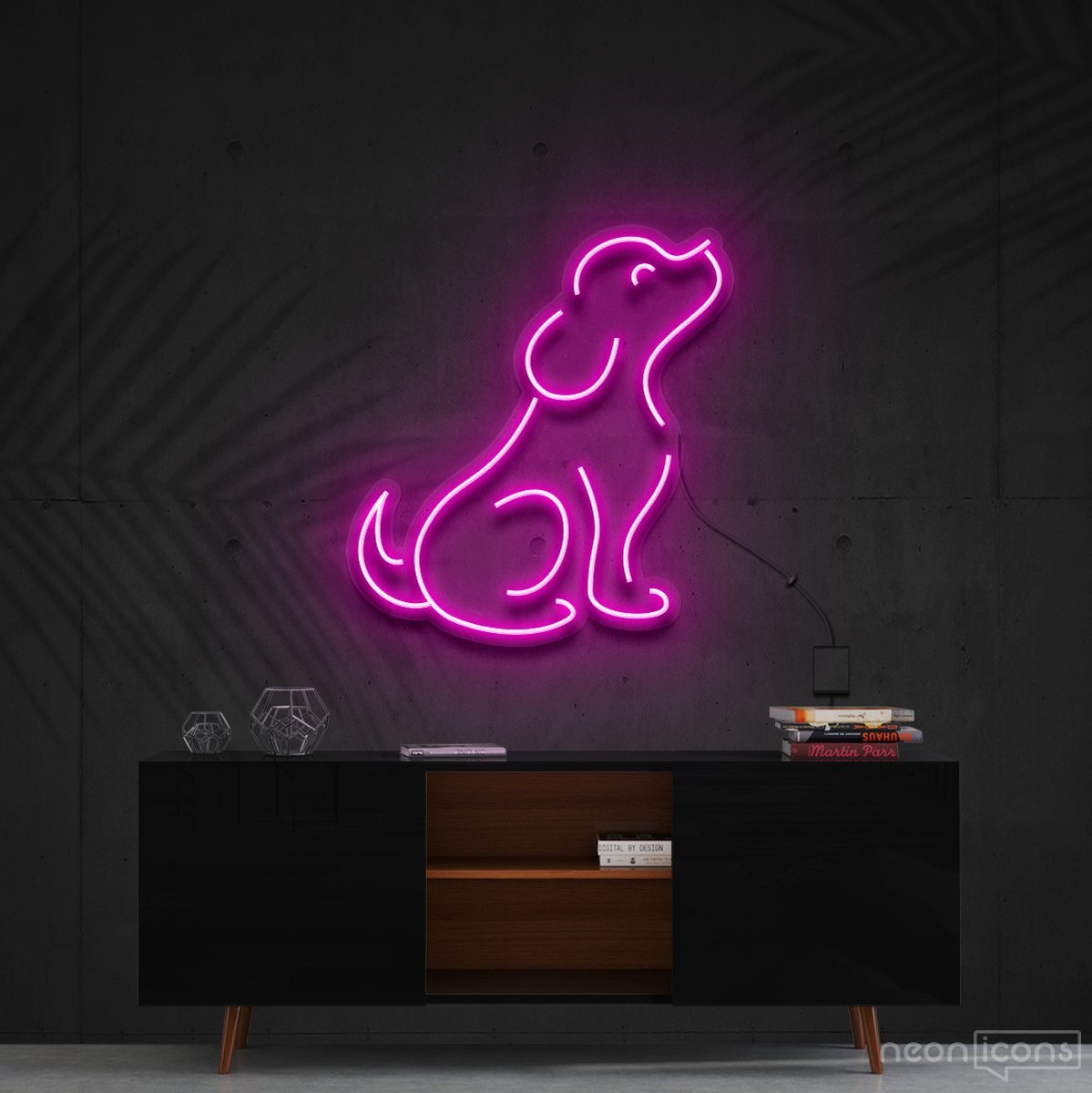 "Curious Dog" Neon Sign 60cm (2ft) / Pink / Cut to Shape by Neon Icons