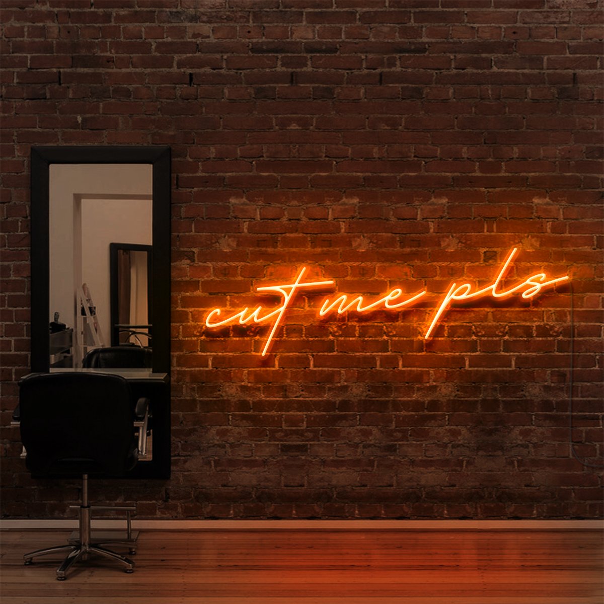 "Cut Me Pls" Neon Sign for Hair Salons & Barbershops 90cm (3ft) / Orange / LED Neon by Neon Icons