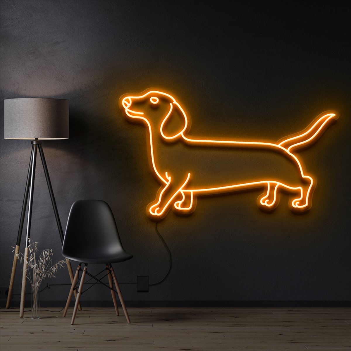 "Dachshund" Pet Neon Sign 60cm / Orange / Cut to Shape by Neon Icons