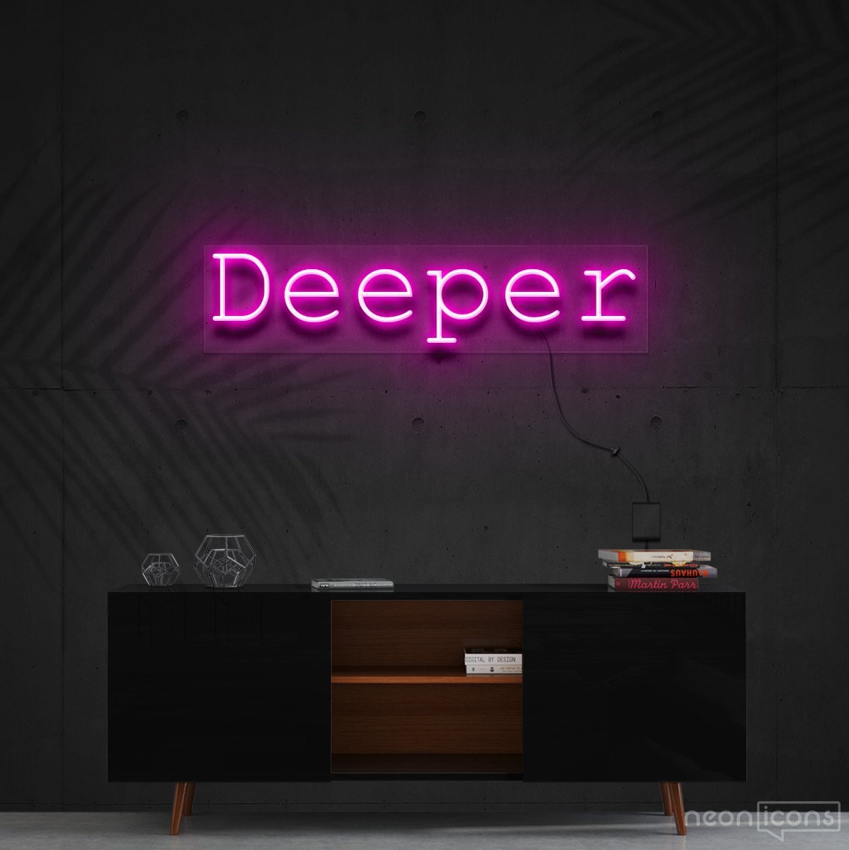 "Deeper" Neon Sign 60cm (2ft) / Pink / Cut to Shape by Neon Icons