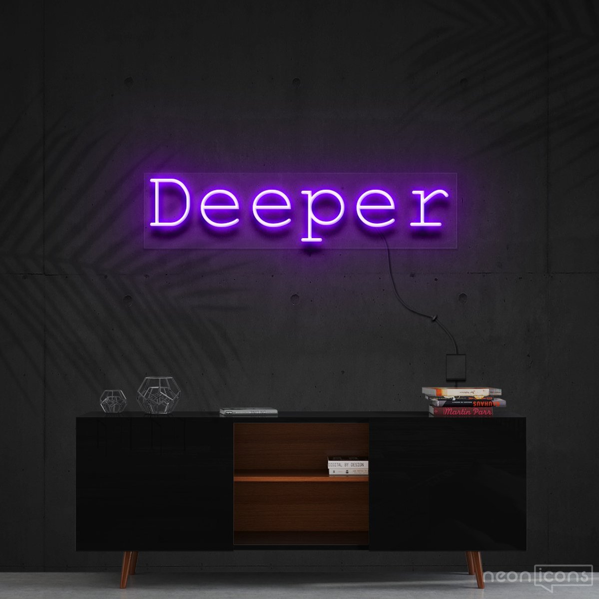 "Deeper" Neon Sign 60cm (2ft) / Purple / Cut to Shape by Neon Icons