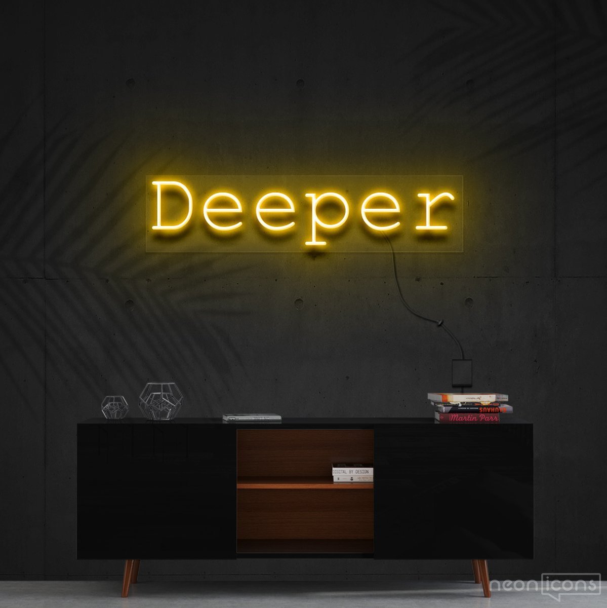 "Deeper" Neon Sign 60cm (2ft) / Yellow / Cut to Shape by Neon Icons