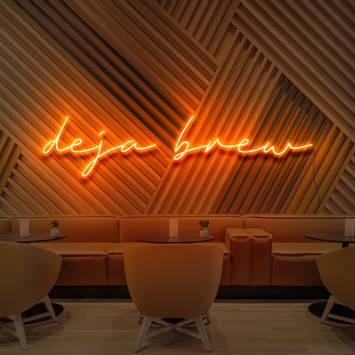 "Deja Brew" Neon Sign for Cafés 90cm (3ft) / Orange / LED Neon by Neon Icons