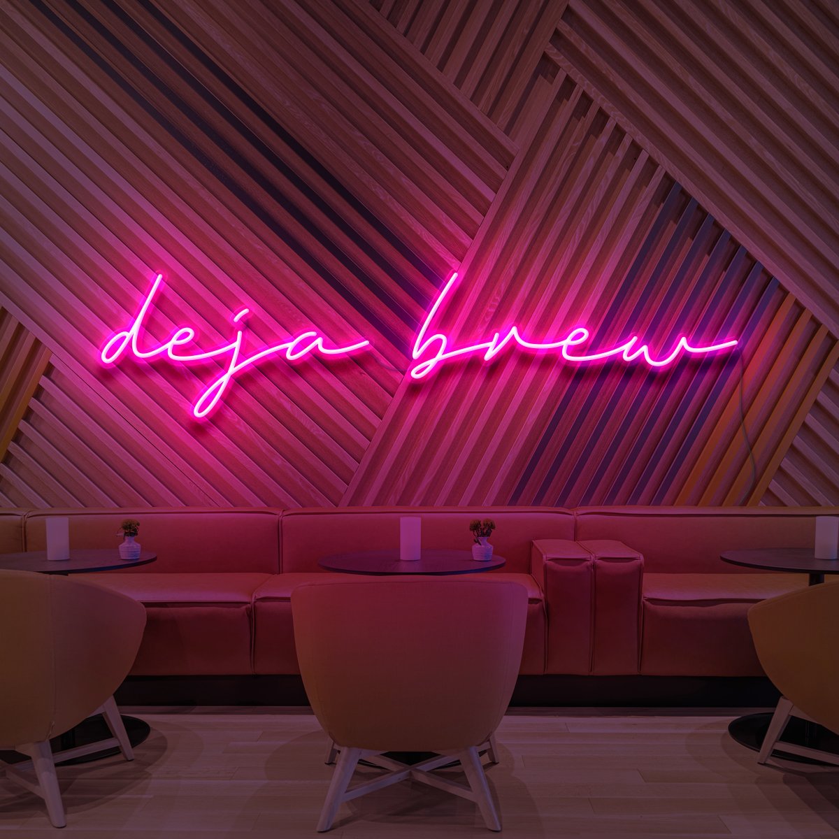 "Deja Brew" Neon Sign for Cafés 90cm (3ft) / Pink / LED Neon by Neon Icons