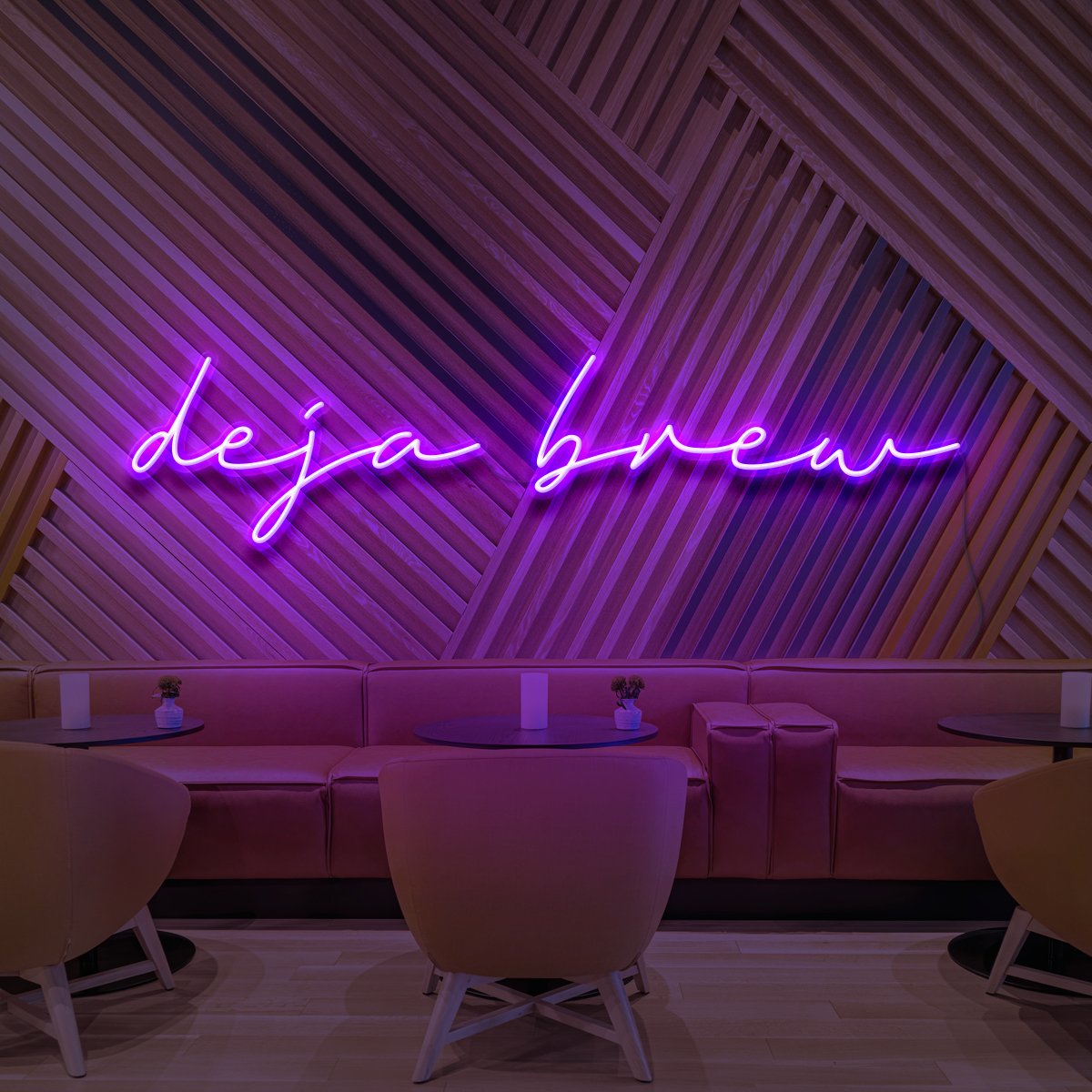 "Deja Brew" Neon Sign for Cafés 90cm (3ft) / Purple / LED Neon by Neon Icons