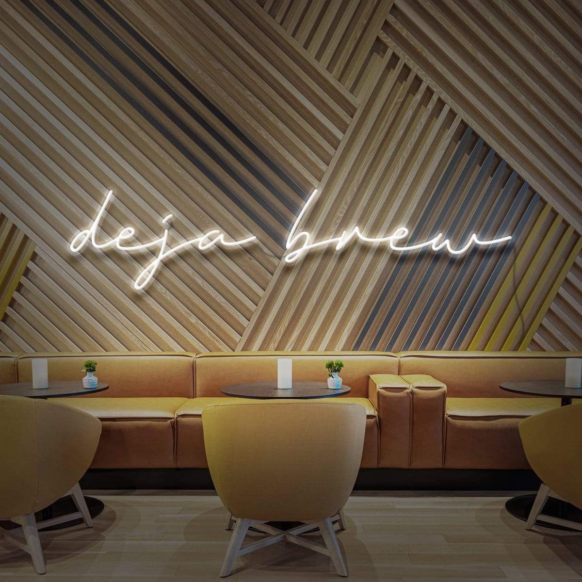 "Deja Brew" Neon Sign for Cafés 90cm (3ft) / White / LED Neon by Neon Icons