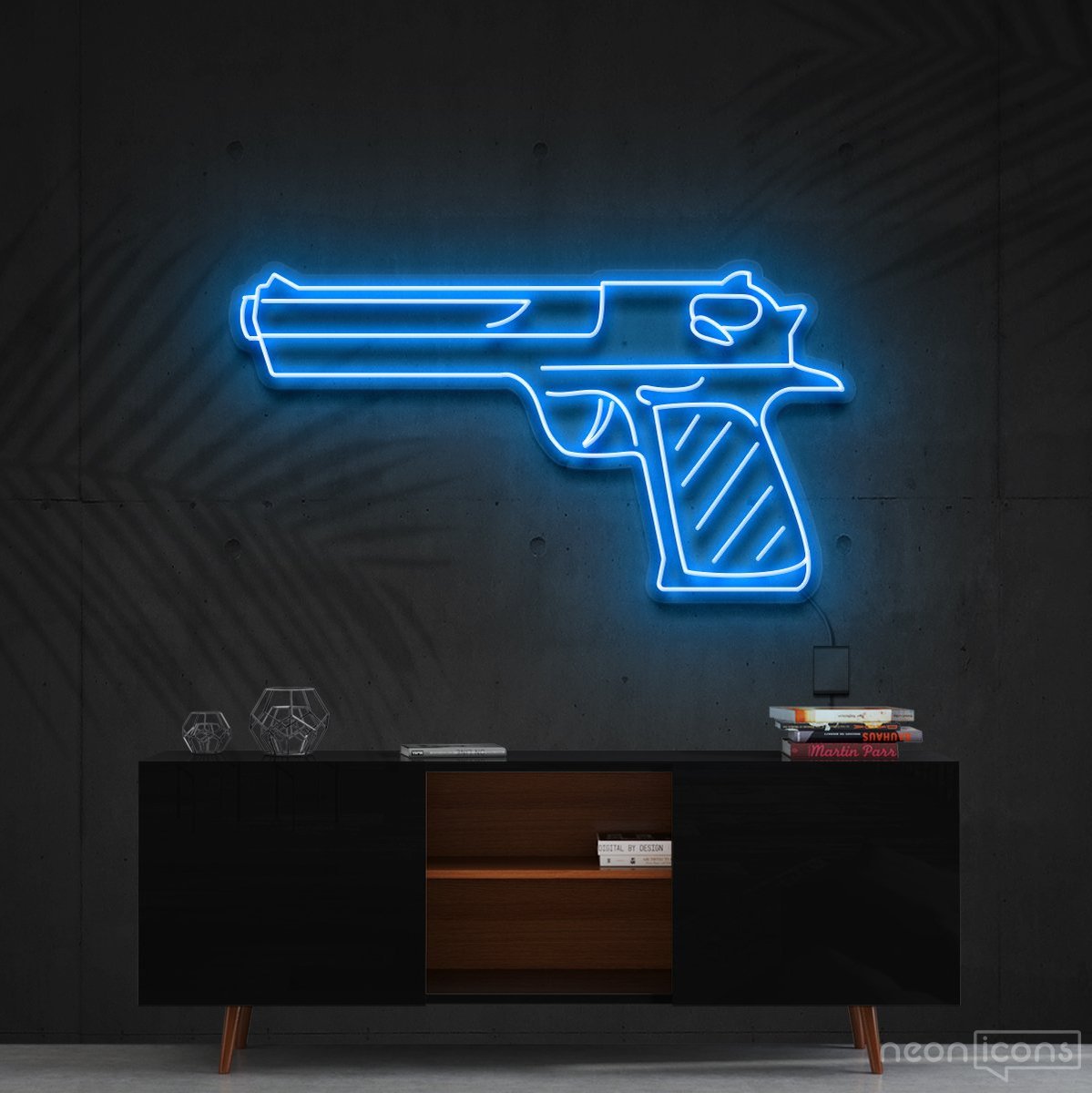 "Desert Eagle" Neon Sign 60cm (2ft) / Ice Blue / Cut to Shape by Neon Icons