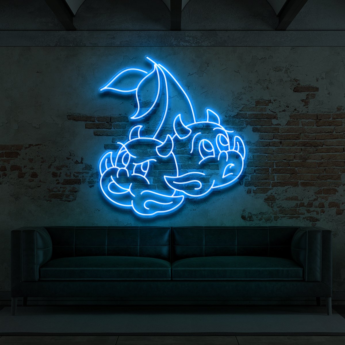 "Devil Cherries" Neon Sign for Tattoo Parlours 60cm (2ft) / Ice Blue / LED Neon by Neon Icons