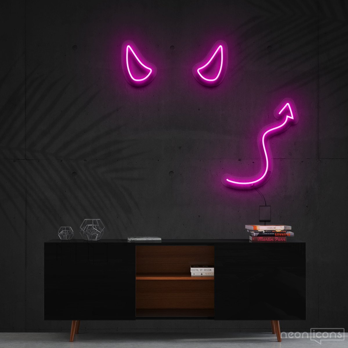 "Devil Horns" Neon Sign 60cm (2ft) / Pink / Cut to Shape by Neon Icons