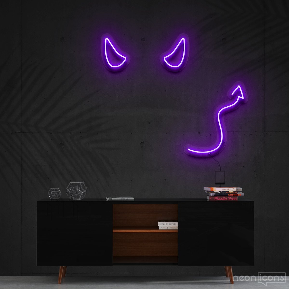 "Devil Horns" Neon Sign 60cm (2ft) / Purple / Cut to Shape by Neon Icons