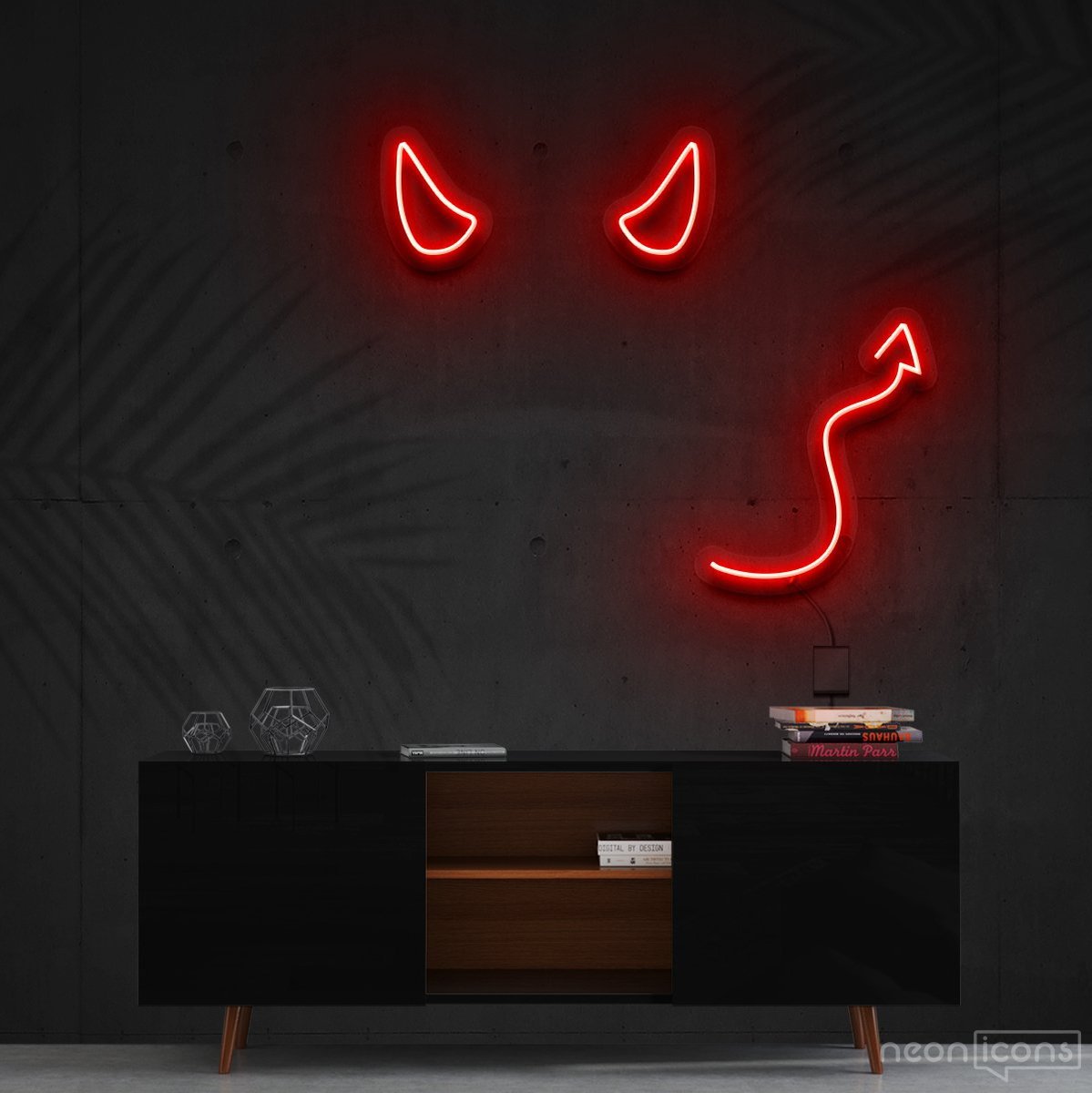 "Devil Horns" Neon Sign 60cm (2ft) / Red / Cut to Shape by Neon Icons