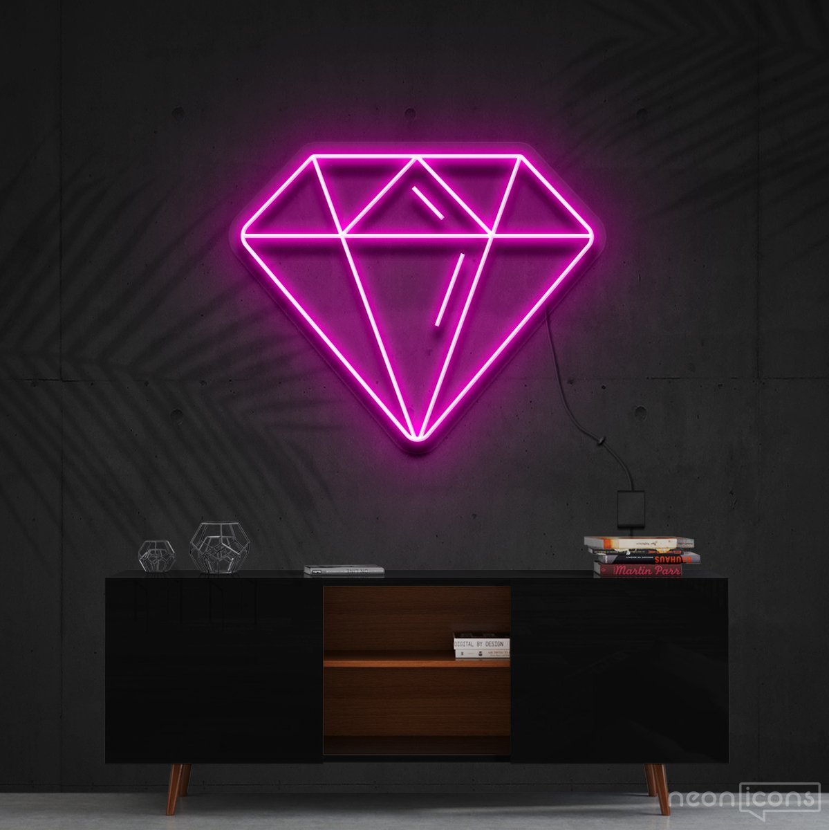 "Diamond" Neon Sign 60cm (2ft) / Pink / Cut to Shape by Neon Icons