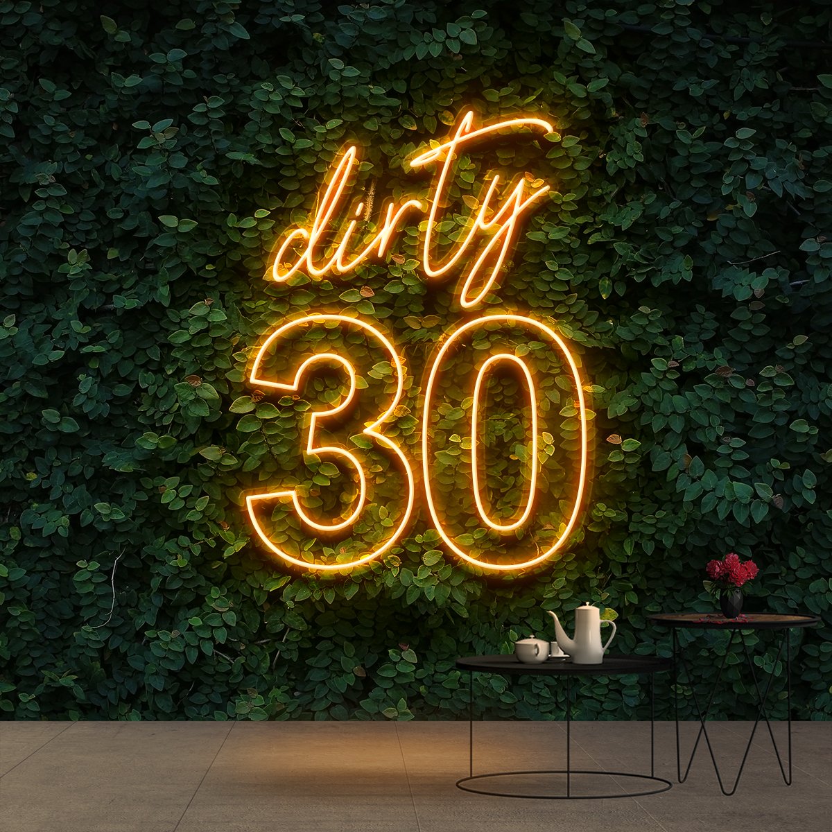 "Dirty 30" Birthday Neon Sign 60cm (2ft) / Orange / Cut to Shape by Neon Icons