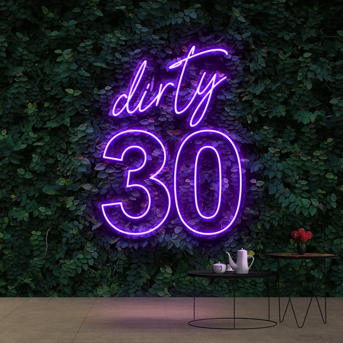 "Dirty 30" Birthday Neon Sign 60cm (2ft) / Purple / Cut to Shape by Neon Icons