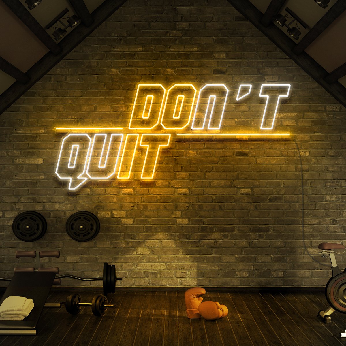 "Don't Quit (Do It)" Neon Sign for Gyms & Fitness Studios 90cm (3ft) / Yellow / LED Neon by Neon Icons