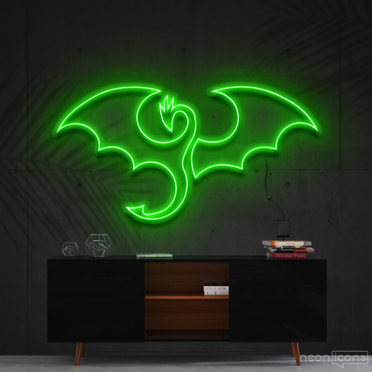 "Dragon" Neon Sign 60cm (2ft) / Green / Cut to Shape by Neon Icons