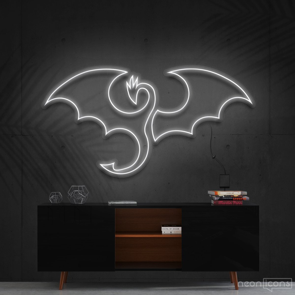 "Dragon" Neon Sign 60cm (2ft) / White / Cut to Shape by Neon Icons