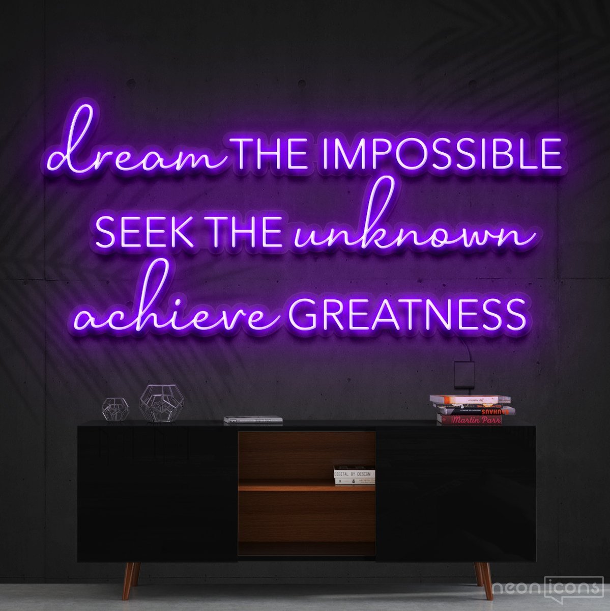 "Dream The Impossible" Neon Sign 90cm (3ft) / Purple / Cut to Shape by Neon Icons