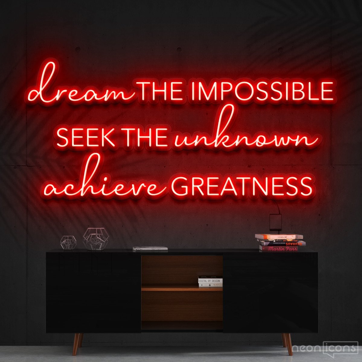"Dream The Impossible" Neon Sign 90cm (3ft) / Red / Cut to Shape by Neon Icons