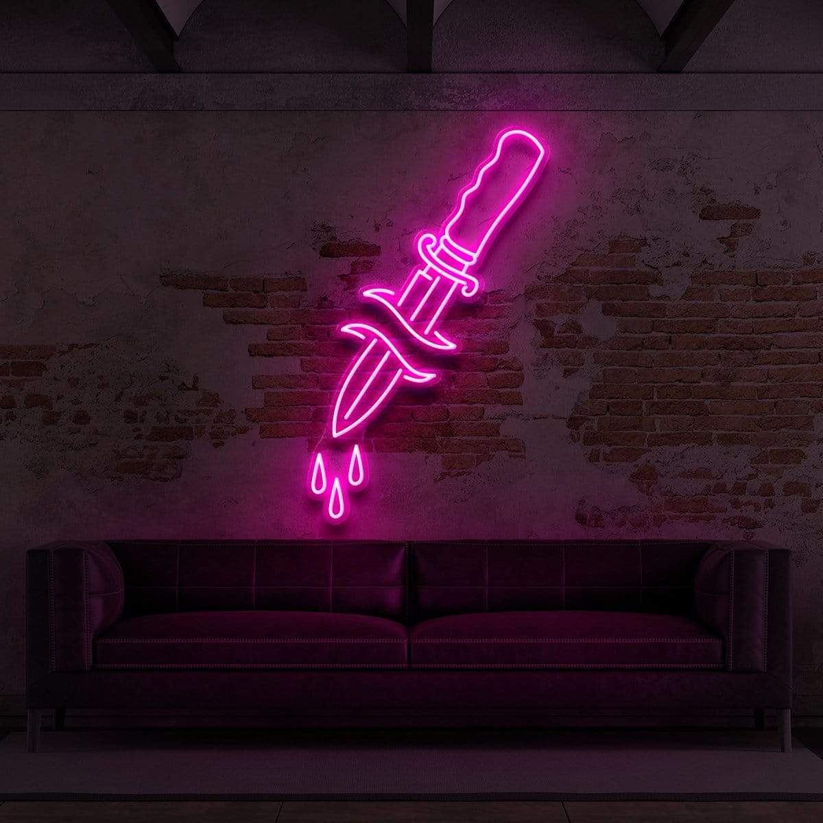"Dripping Dagger" Neon Sign for Tattoo Parlours 60cm (2ft) / Pink / LED Neon by Neon Icons