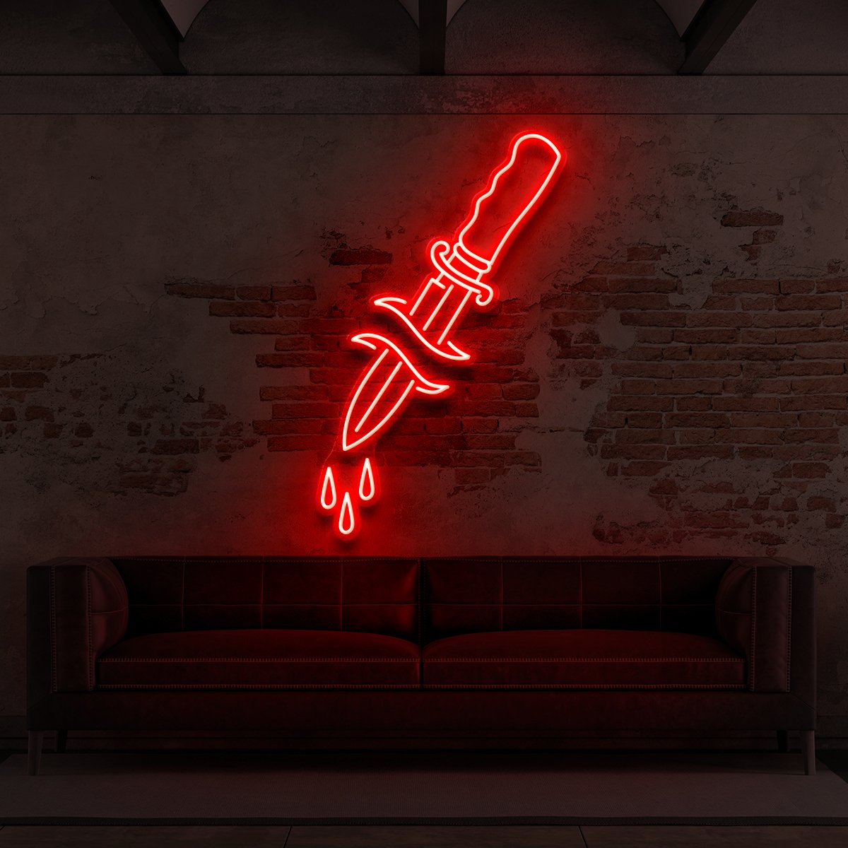 "Dripping Dagger" Neon Sign for Tattoo Parlours 60cm (2ft) / Red / LED Neon by Neon Icons