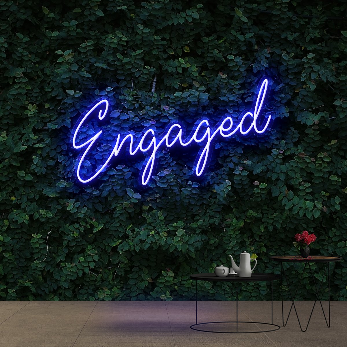 "Engaged" Neon Sign 60cm (2ft) / Blue / Cut to Shape by Neon Icons