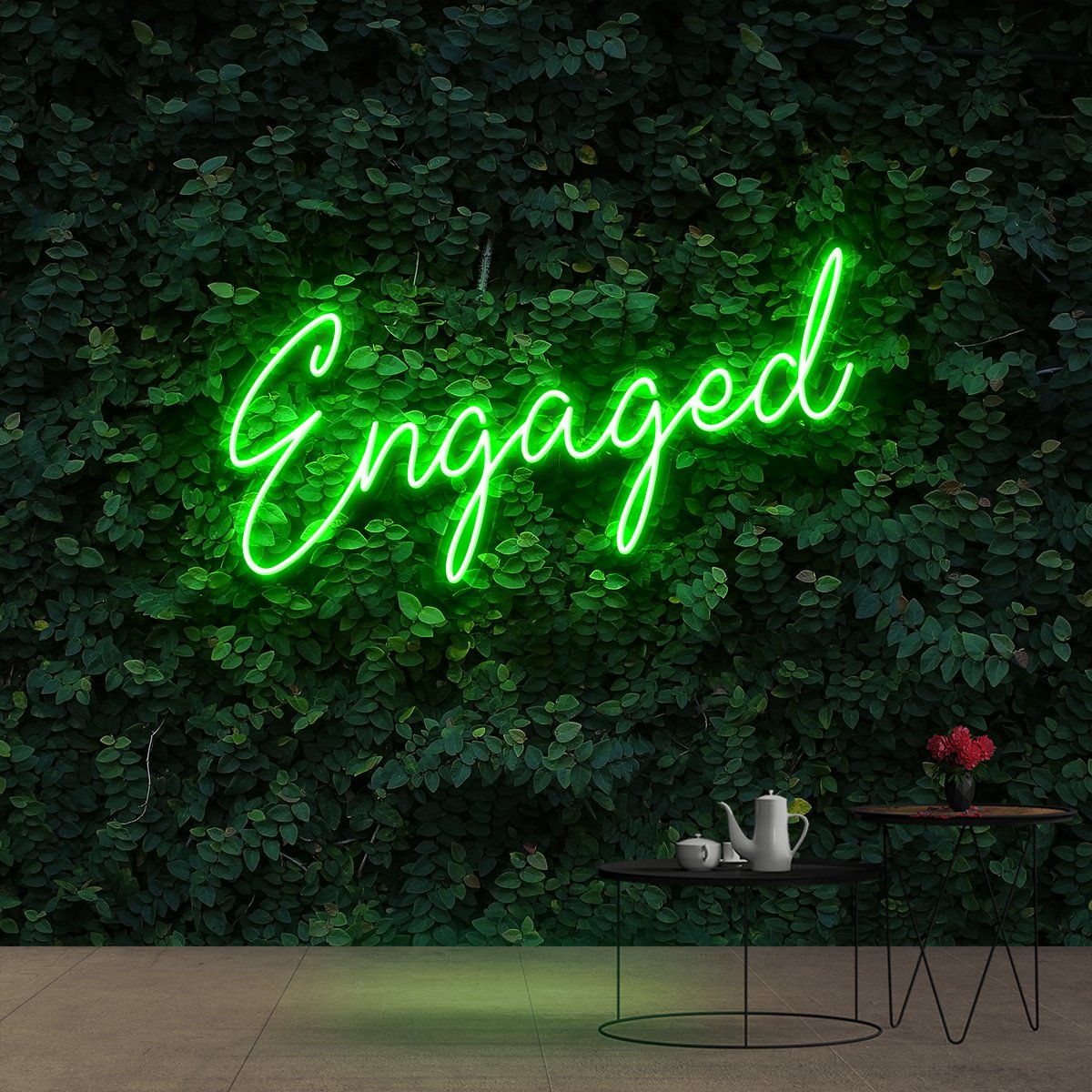 "Engaged" Neon Sign 60cm (2ft) / Green / Cut to Shape by Neon Icons