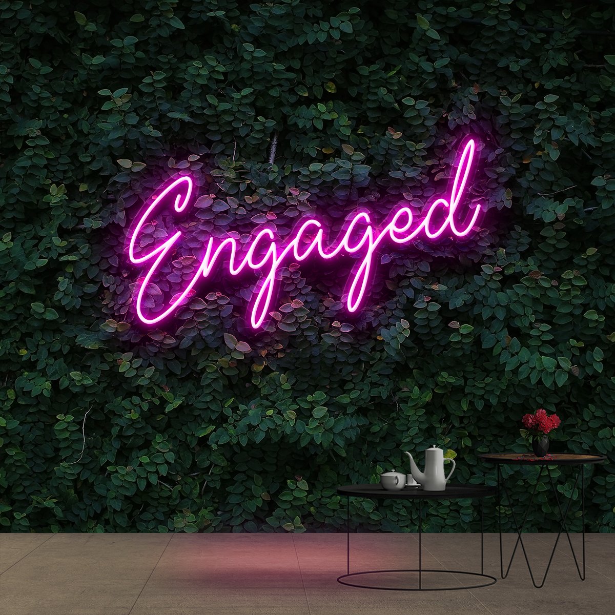 "Engaged" Neon Sign 60cm (2ft) / Pink / Cut to Shape by Neon Icons