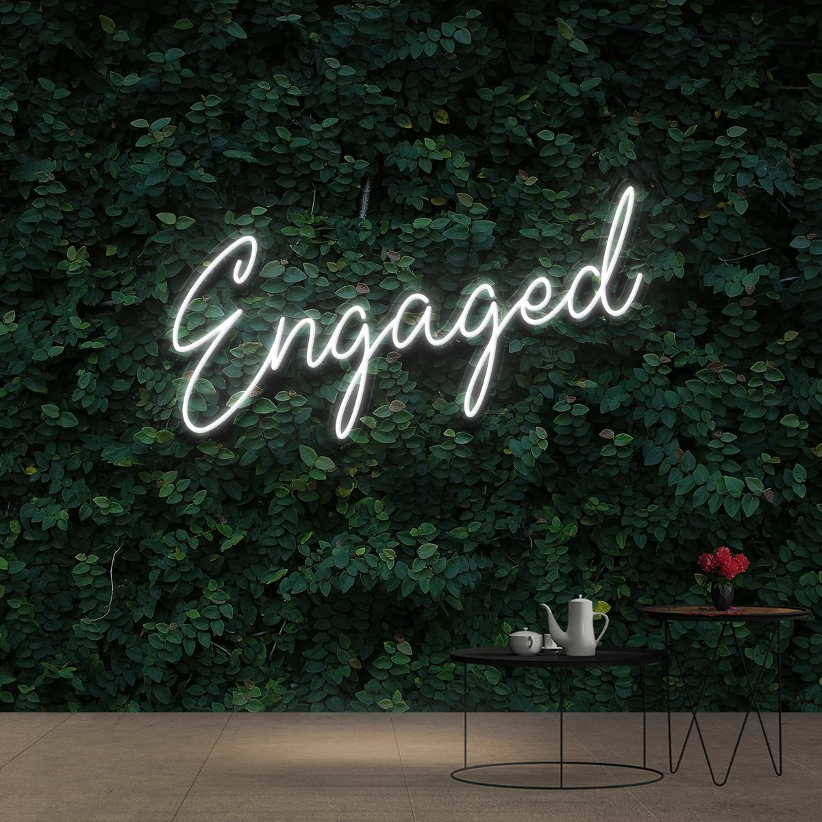 "Engaged" Neon Sign 60cm (2ft) / White / Cut to Shape by Neon Icons