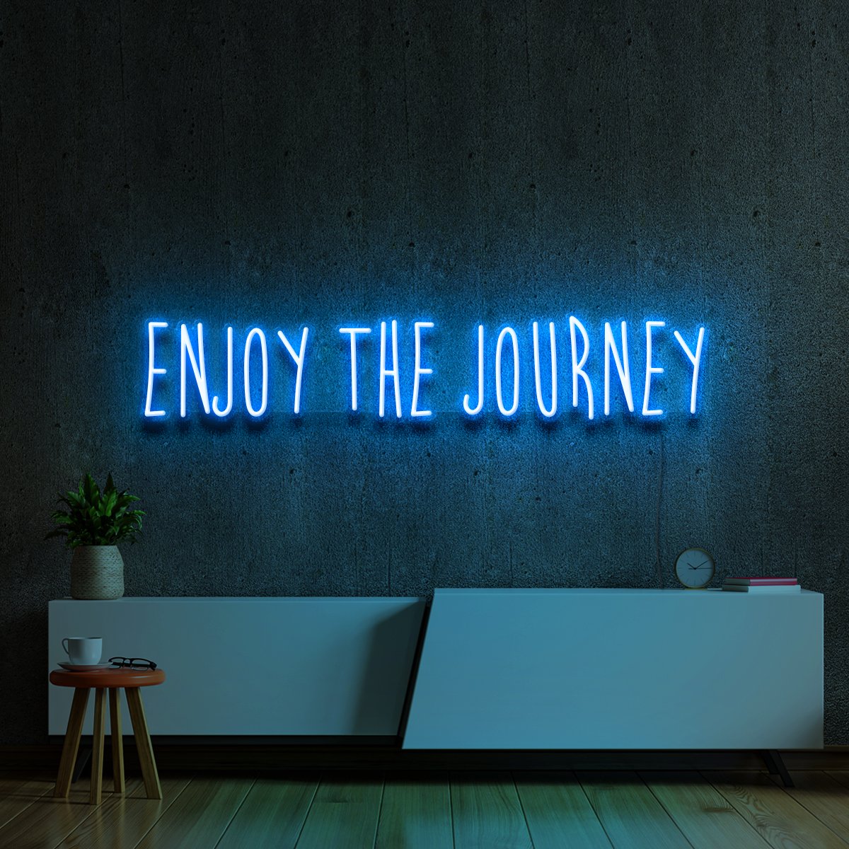 "Enjoy The Journey" Neon Sign 90cm (3ft) / Ice Blue / LED Neon by Neon Icons