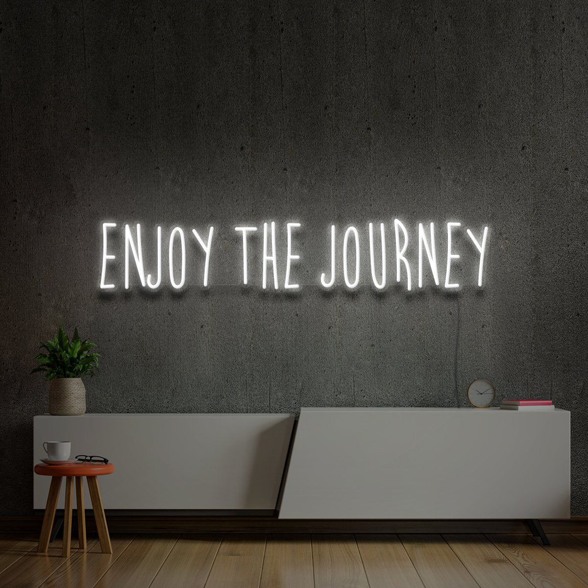 "Enjoy The Journey" Neon Sign 90cm (3ft) / White / LED Neon by Neon Icons
